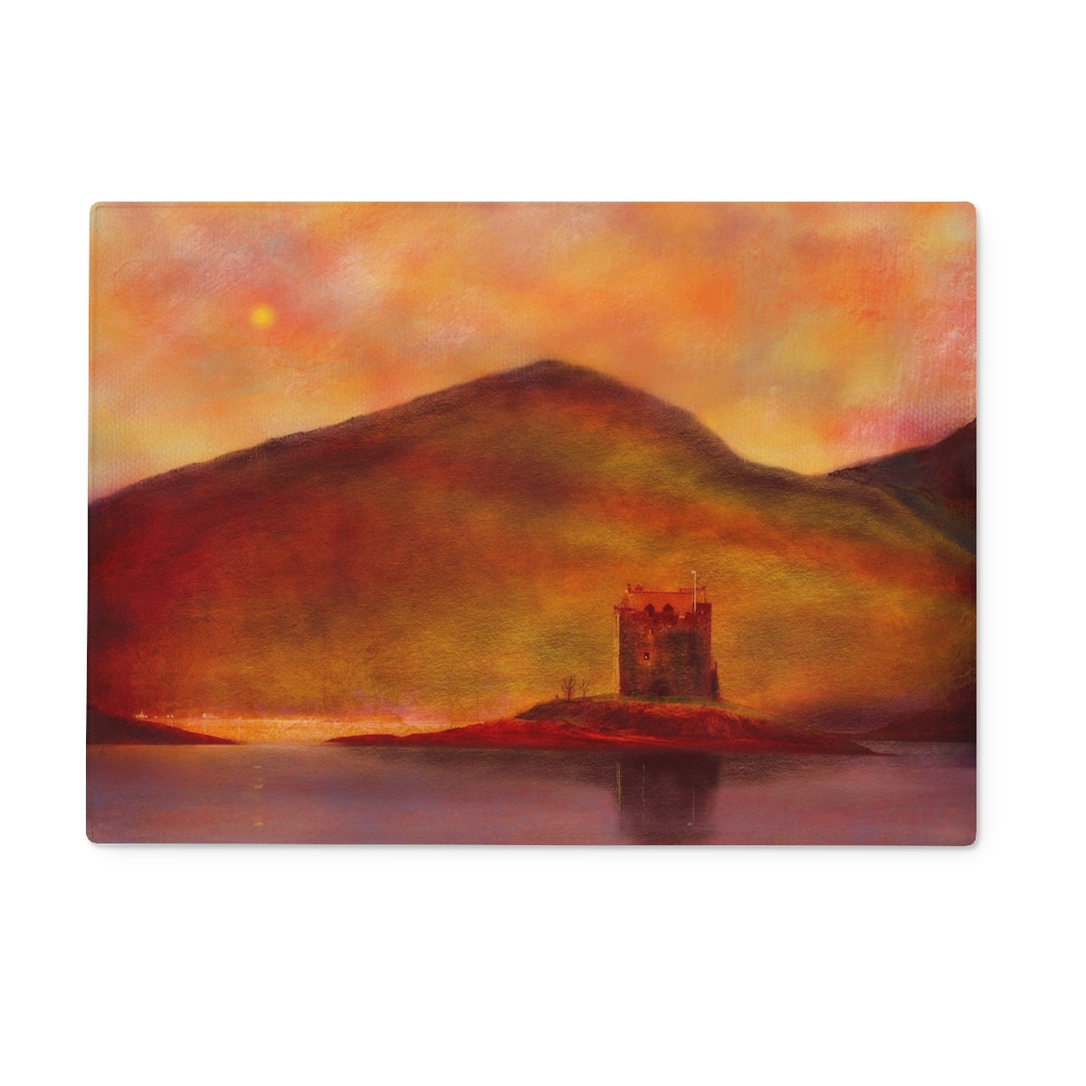 Castle Stalker Sunset Art Gifts Glass Chopping Board