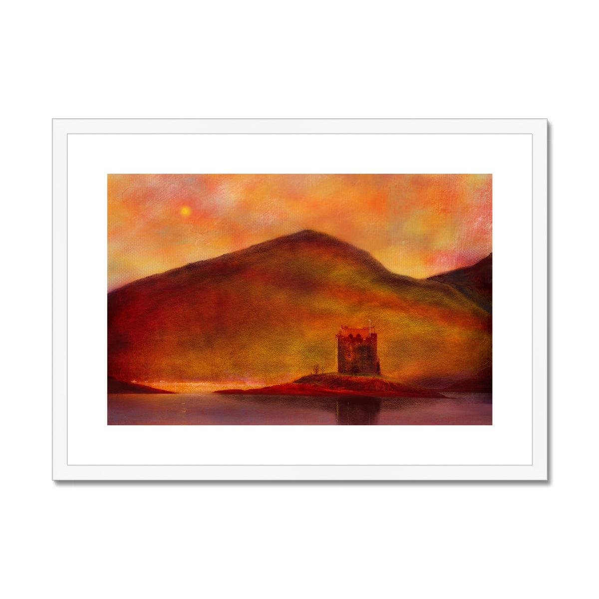 Castle Stalker Sunset Painting | Framed & Mounted Prints From Scotland