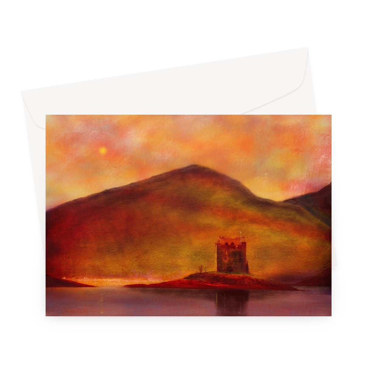 Castle Stalker Sunset Scottish Art Gifts Greeting Card