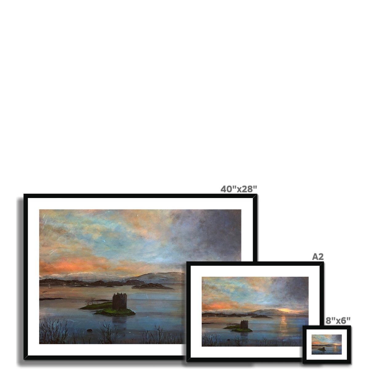 Castle Stalker Twilight Painting | Framed & Mounted Prints From Scotland-Framed & Mounted Prints-Historic & Iconic Scotland Art Gallery-Paintings, Prints, Homeware, Art Gifts From Scotland By Scottish Artist Kevin Hunter