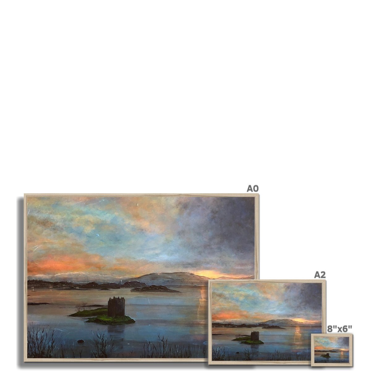 Castle Stalker Twilight Painting | Framed Prints From Scotland-Framed Prints-Historic & Iconic Scotland Art Gallery-Paintings, Prints, Homeware, Art Gifts From Scotland By Scottish Artist Kevin Hunter