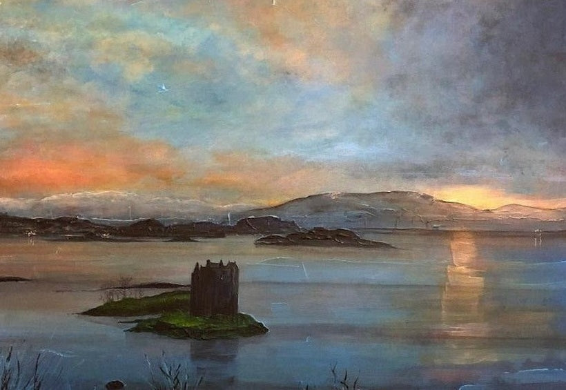 Castle Stalker Twilight Scottish Landscape Painting