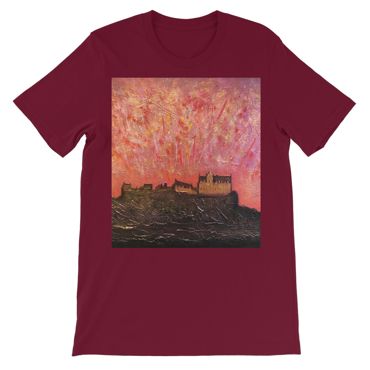Edinburgh Castle Fireworks Unisex Short Sleeve T-Shirt | Scottish Art Gifts