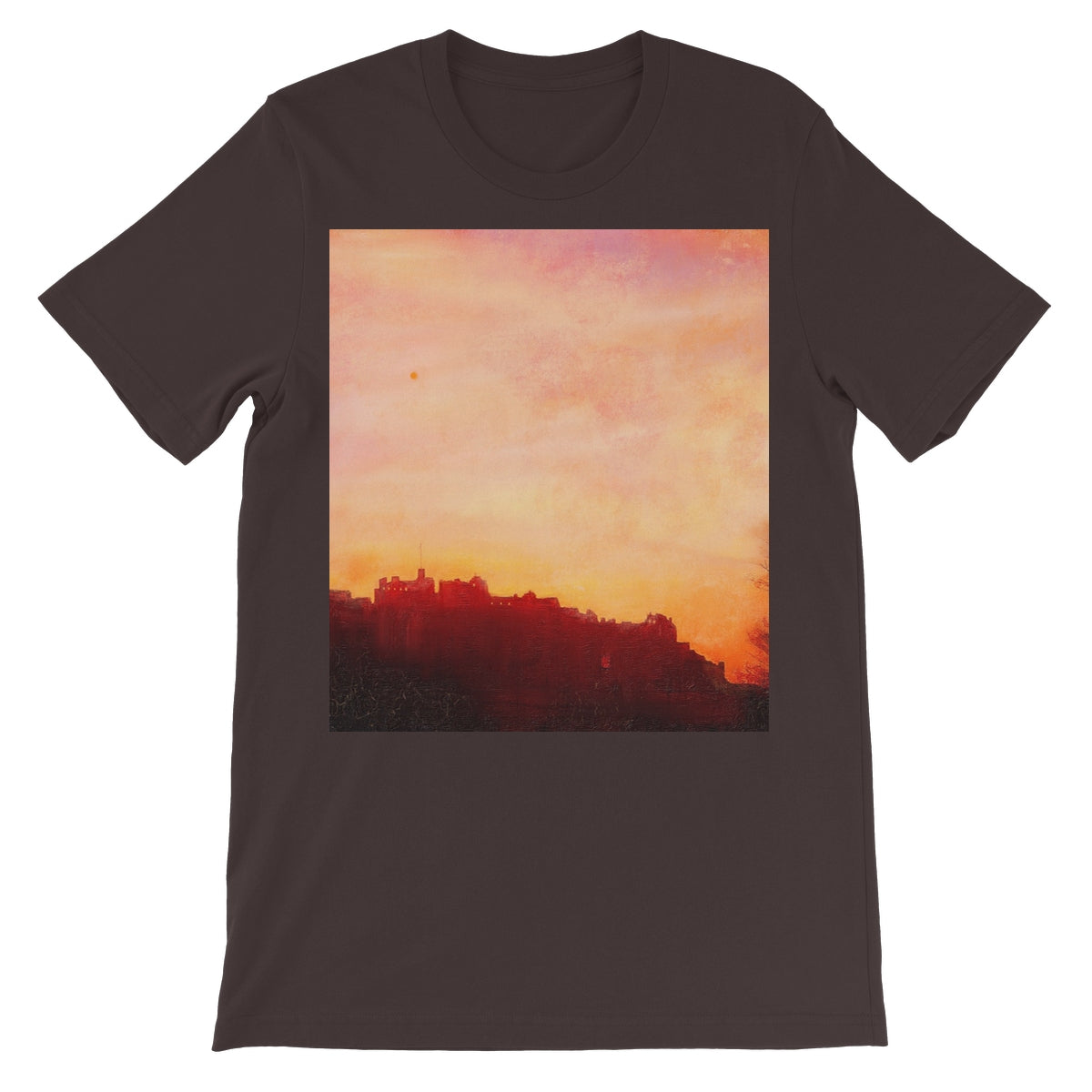 Edinburgh Castle Sunset Unisex Short Sleeve T-Shirt | Scottish Art Gifts