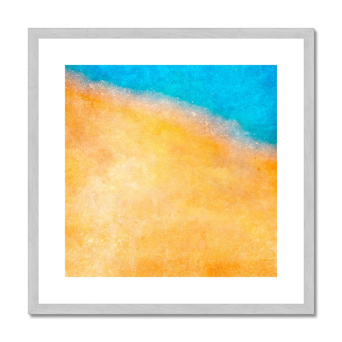 The Shoreline Abstract Painting | Antique Framed & Mounted Prints From Scotland-Antique Framed & Mounted Prints-Abstract & Impressionistic Art Gallery-20"x20"-Silver Frame-Paintings, Prints, Homeware, Art Gifts From Scotland By Scottish Artist Kevin Hunter