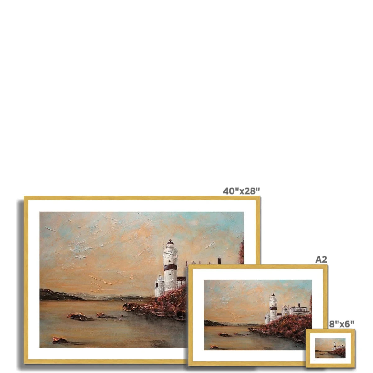 Cloch Lighthouse Dawn Antique Framed & Mounted Print - River Clyde Art Gallery Scotland Worldwide Shipping Scottish Artist Fine Prints