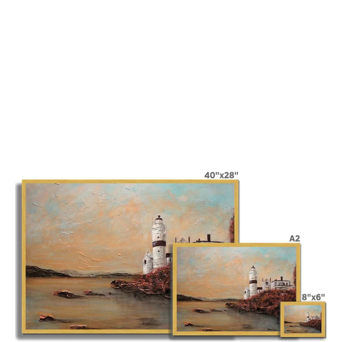 Cloch Lighthouse Dawn Antique Framed Print - River Clyde Art Gallery Scotland Worldwide Shipping Scottish Artist Fine Prints and Paintings