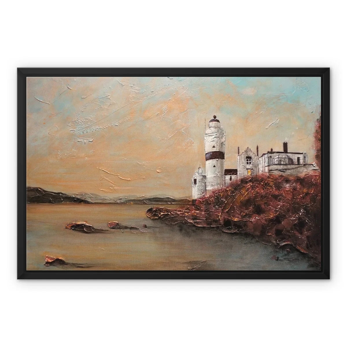 Cloch Lighthouse Dawn Framed Canvas - River Clyde Art Gallery Scotland Worldwide Shipping Scottish Artist Fine Prints and Paintings