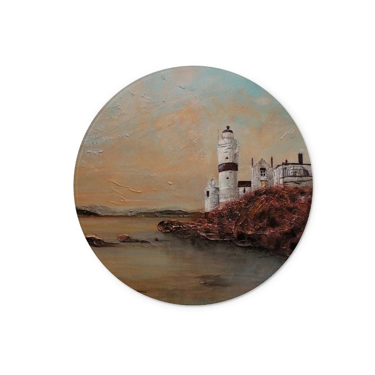 Cloch Lighthouse Dawn Glass Chopping Board - River Clyde Art Gallery Scotland Worldwide Shipping Scottish Prints