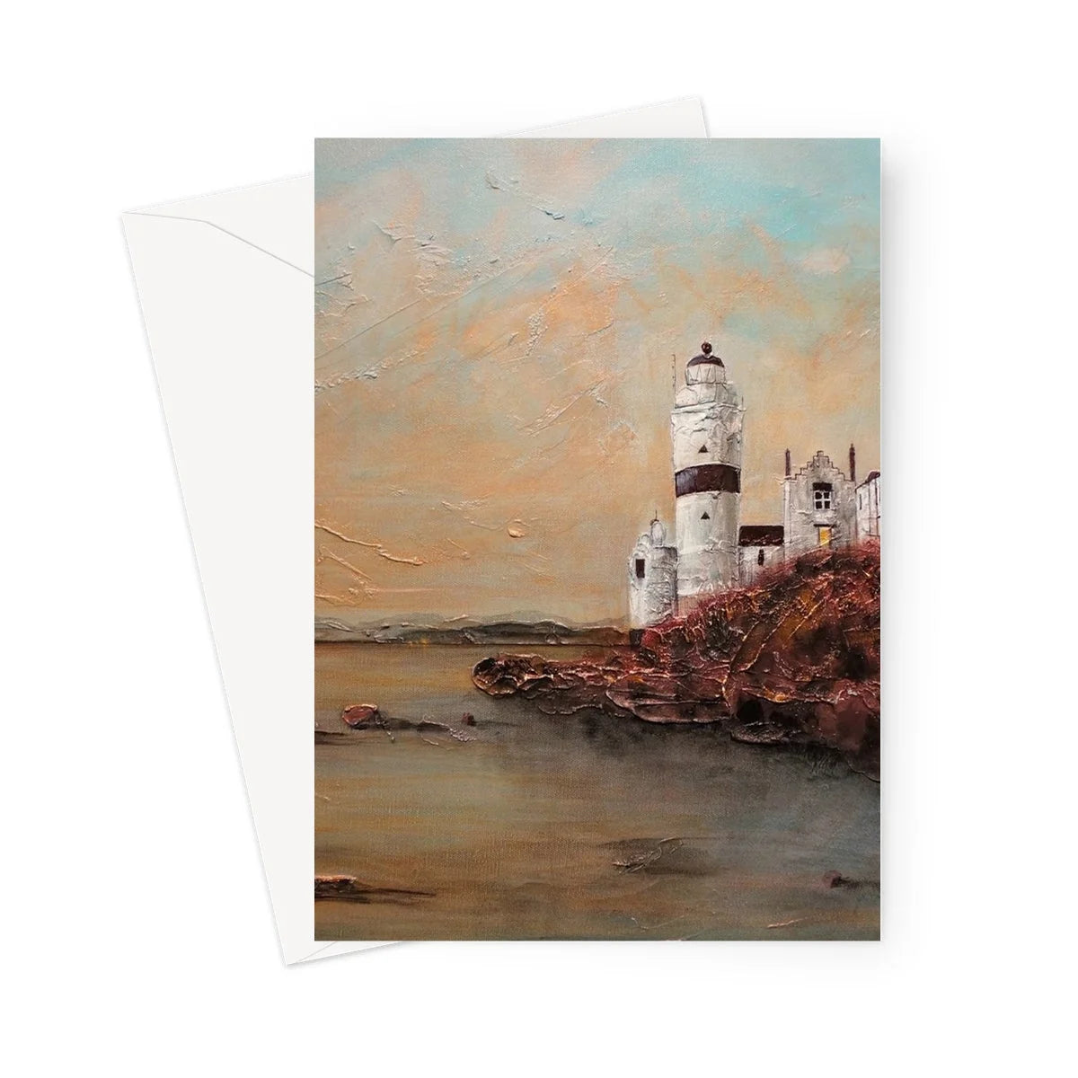 Cloch Lighthouse Dawn Greeting Card - River Clyde Art Gallery Scotland Worldwide Shipping Scottish Prints