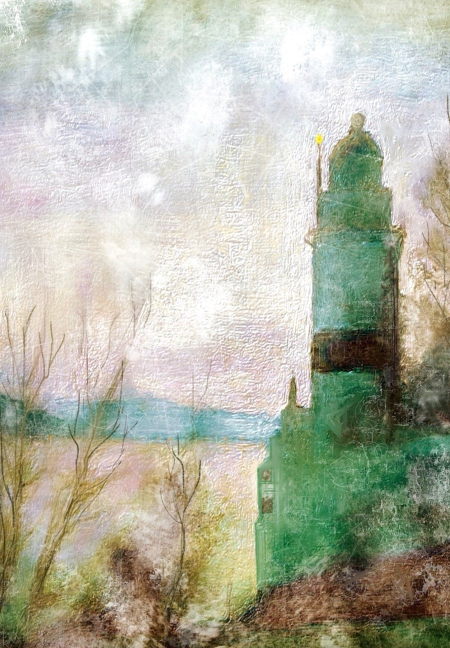 Cloch Lighthouse Mist Scottish Landscape Painting