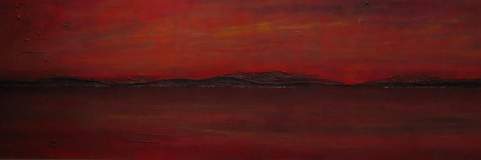 Clyde Dusk Arrival Panoramic Prints - River Art Gallery Scotland Worldwide Shipping Abstract Painting Fiery Paintings and by Artist Hunter