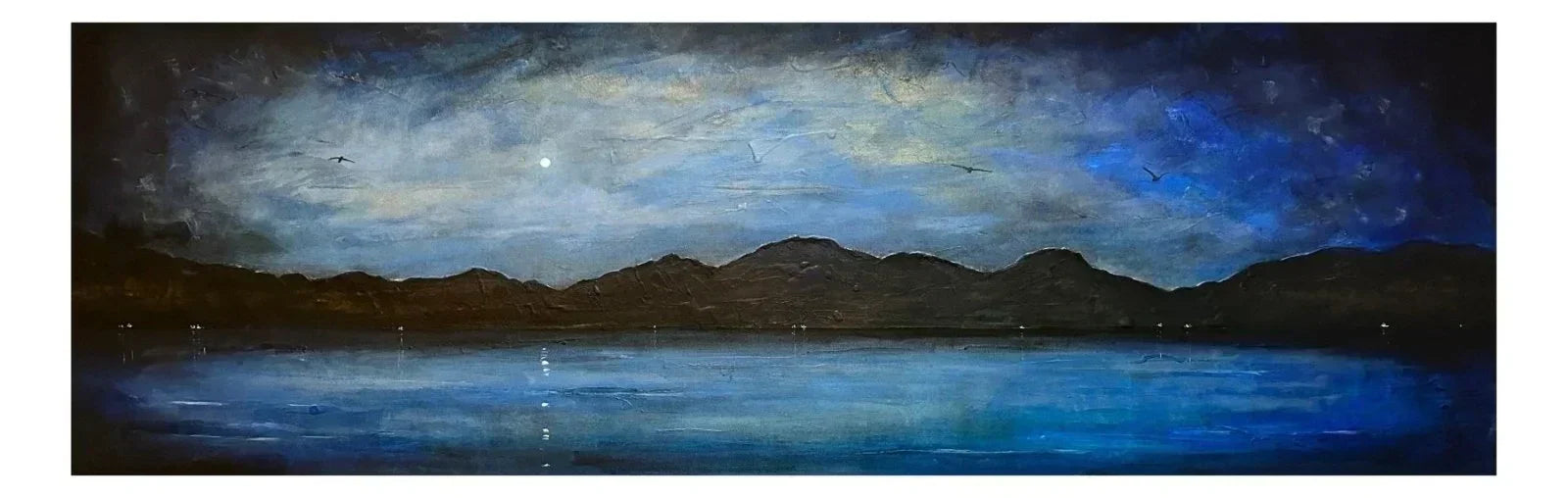 Clyde Night Closure Original Panoramic Painting - Scottish Artist River Art Gallery Scotland