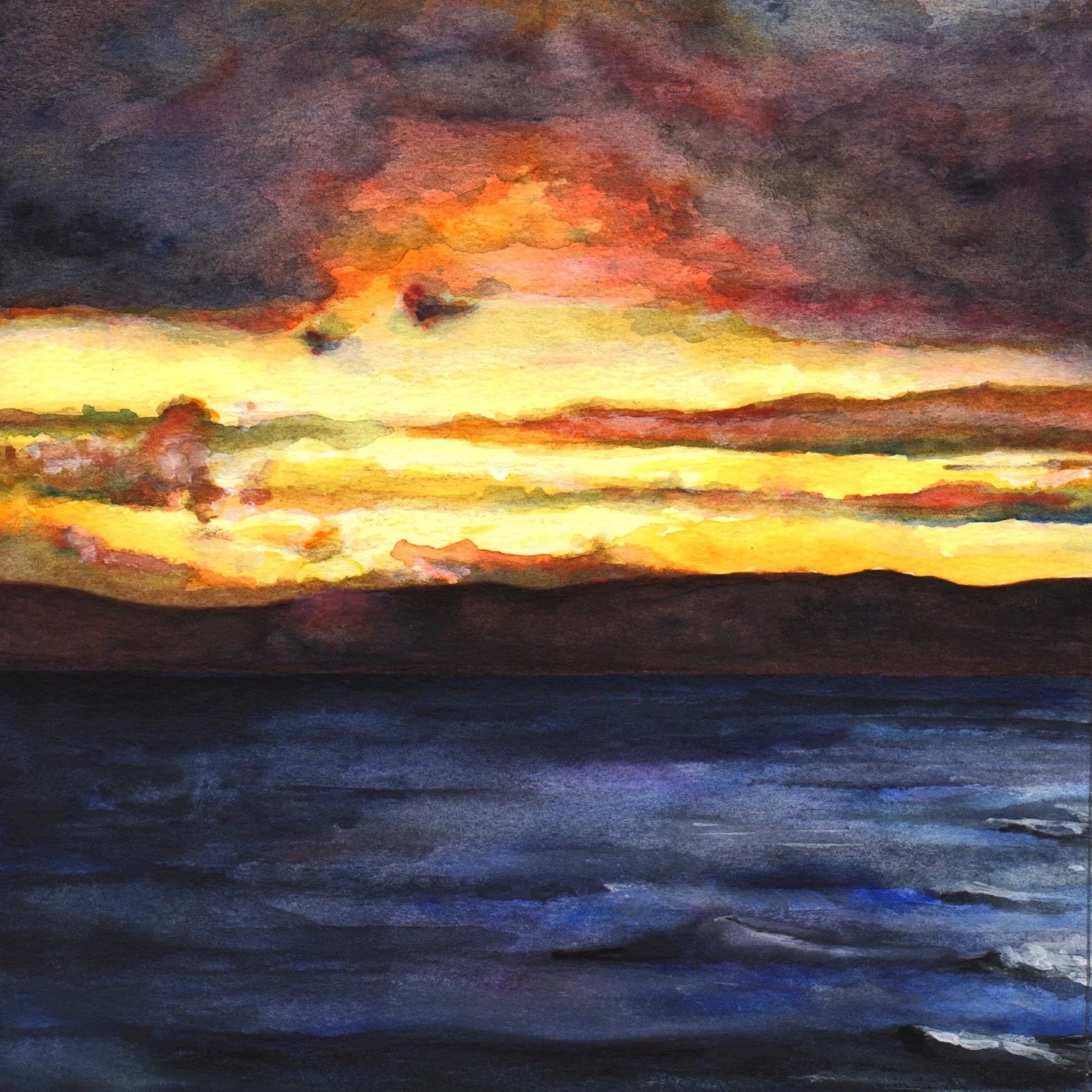 Clyde Sunset | Scotland in your Pocket - River Art Gallery Worldwide Shipping Vibrant Watercolor Painting Scottish Landscape Prints