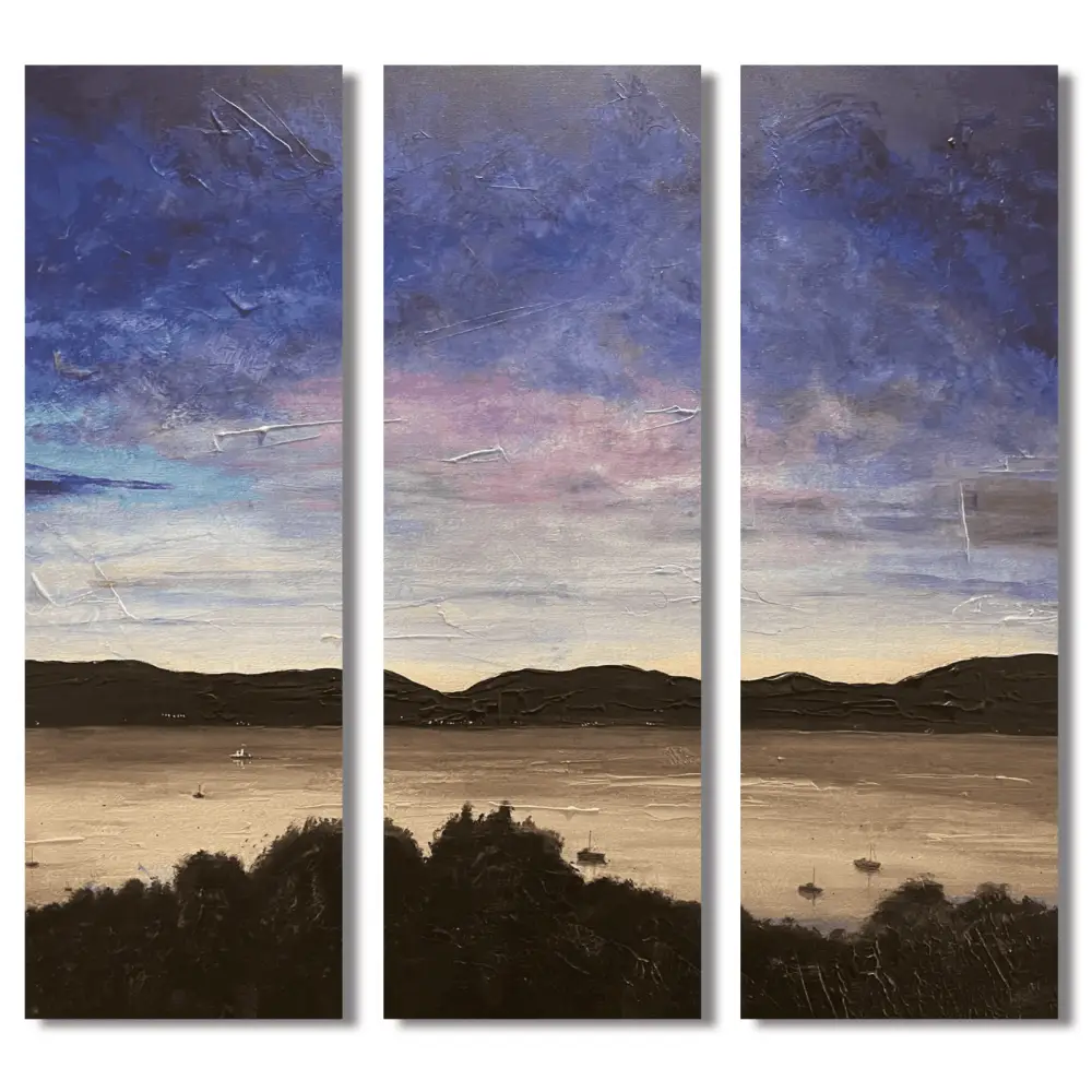 Clyde Twilight Triptych Canvas Landscape Wall Art for Interiors