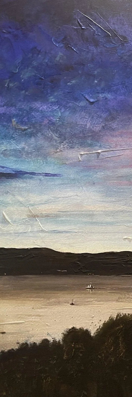 Clyde Twilight Triptych | Statement Interior Wall Art from Scotland - River Gallery Worldwide Shipping Textured Oil Painting Scottish