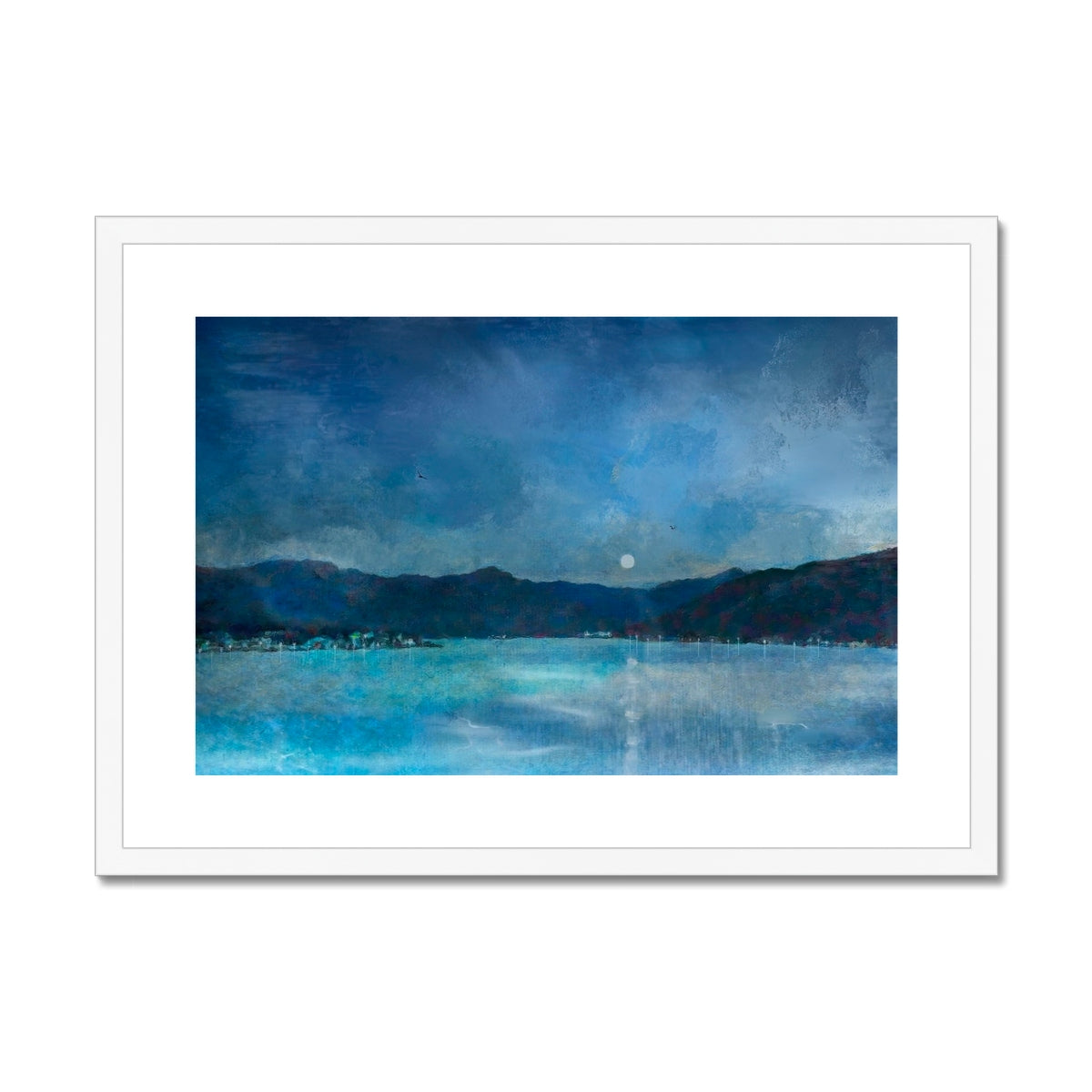 Clyde Winter Morning Moon Painting | Framed &amp; Mounted Prints From Scotland