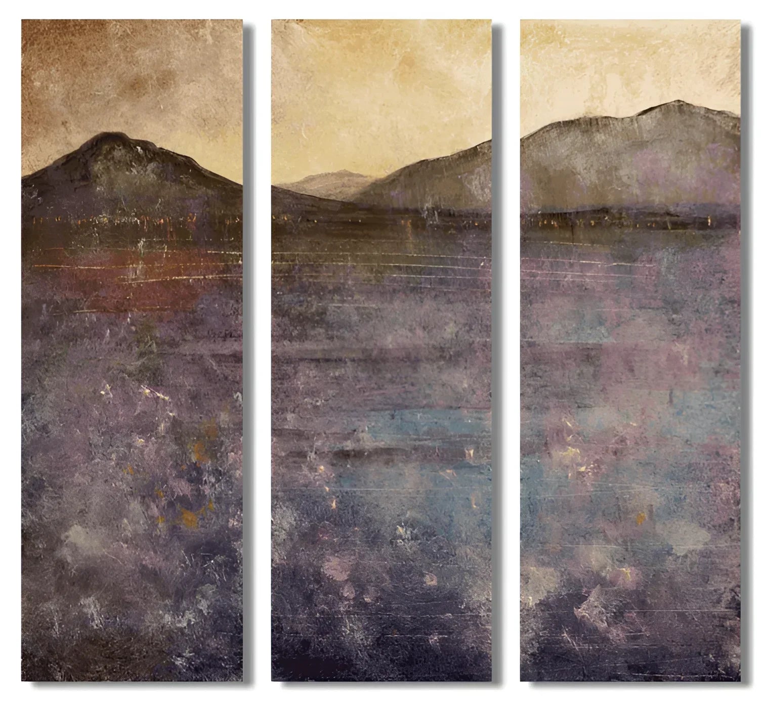 Clyde Winter Triptych | Statement Interior Wall Art from Scotland - River Gallery Worldwide Shipping Triptych Landscape Painting Scottish