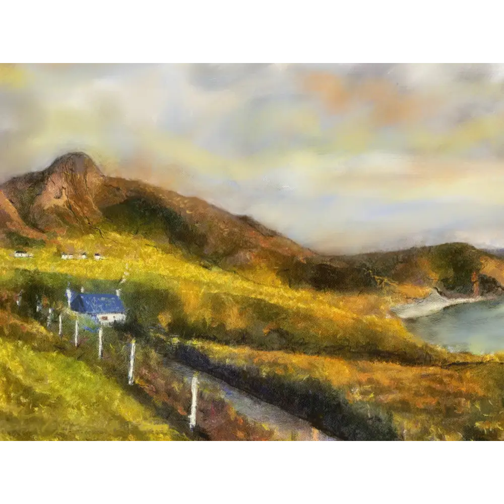 Coastal landscape painting in Coldbackie art prints from Scotland for wall decor