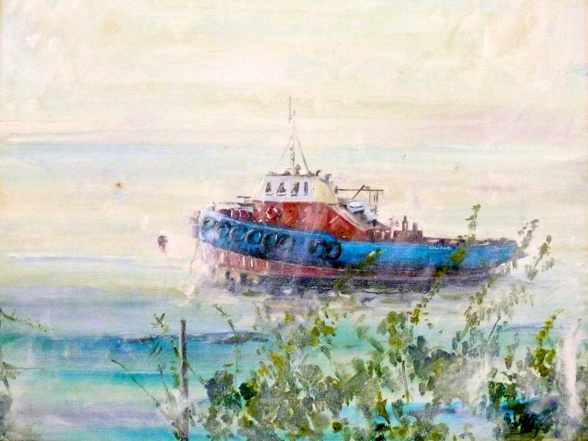 Columbas on the Clyde - River Art Gallery Scotland Worldwide Shipping Multicolored Tugboat White Kevin Hunter Portfolio Giclee Prints