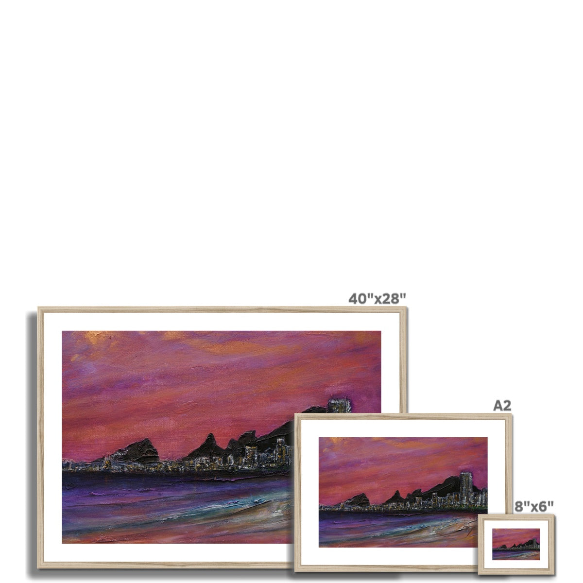 Copacabana Beach Dusk Painting | Framed & Mounted Prints From Scotland