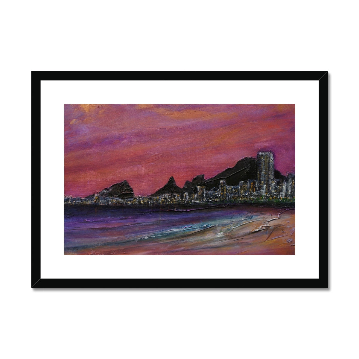 Copacabana Beach Dusk Painting | Framed &amp; Mounted Prints From Scotland