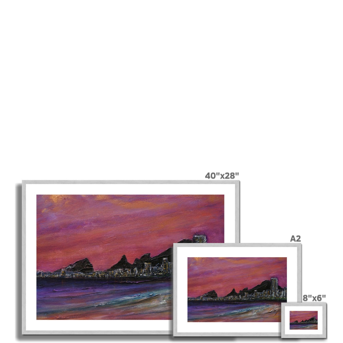 Copacabana Beach Dusk Painting | Antique Framed & Mounted Prints From Scotland