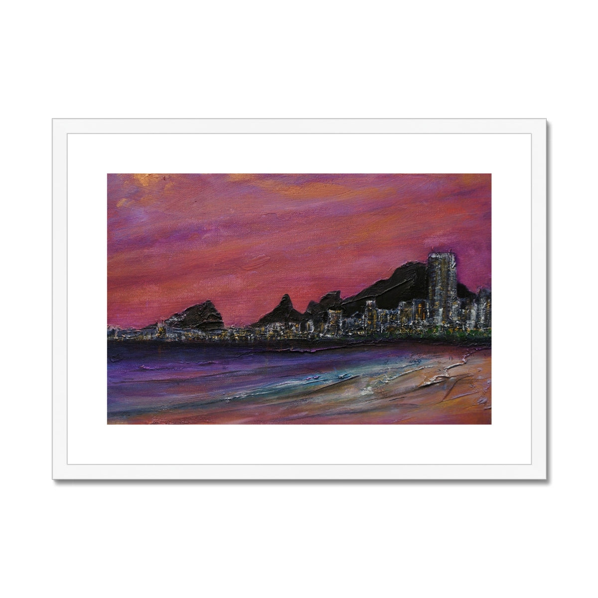 Copacabana Beach Dusk Painting | Framed & Mounted Prints From Scotland