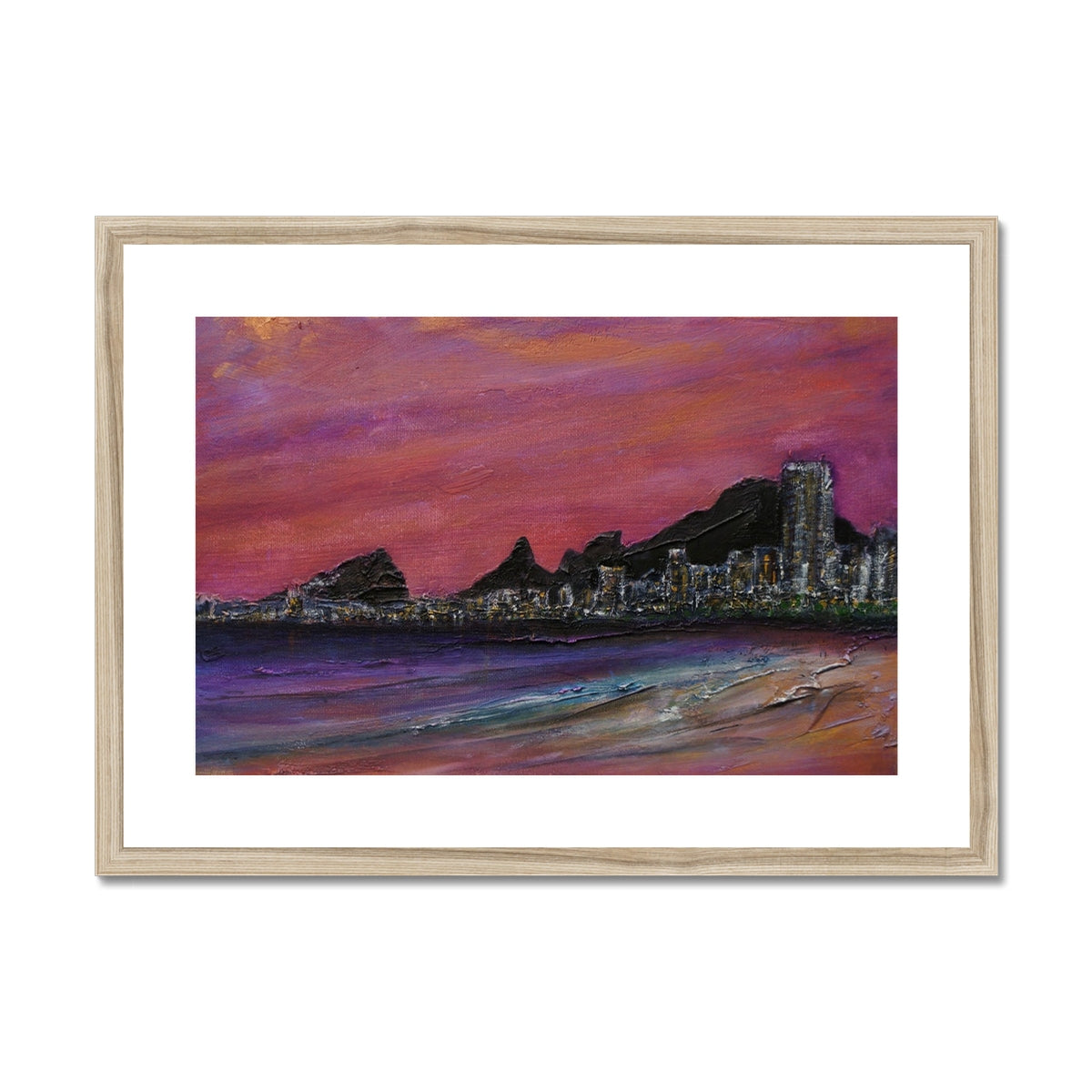 Copacabana Beach Dusk Painting | Framed & Mounted Prints From Scotland