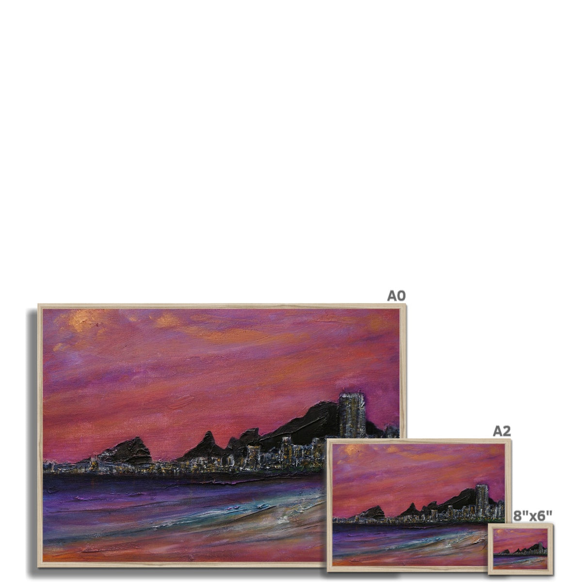 Copacabana Beach Dusk Painting | Framed Prints From Scotland