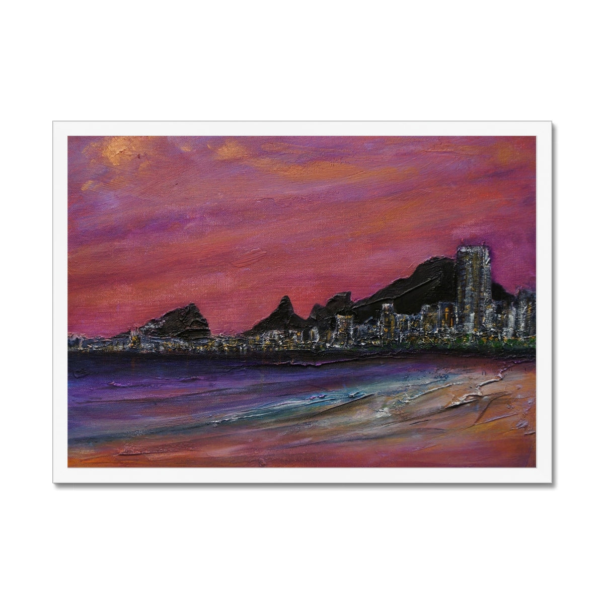 Copacabana Beach Dusk Painting | Framed Prints From Scotland