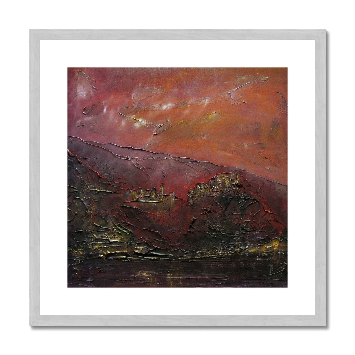 Corniglia Dusk Italy Painting | Antique Framed & Mounted Prints From Scotland