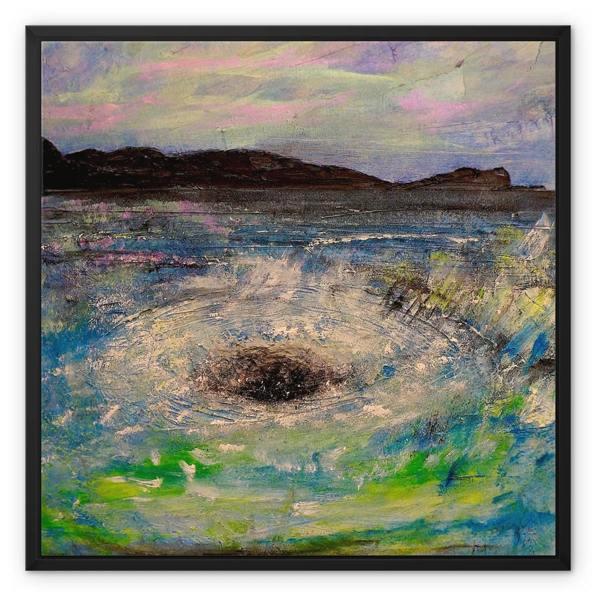 The Corryvreckan Whirlpool Framed Canvas - Historic & Iconic Art Gallery Scotland Worldwide Shipping Scottish Castles Paintings and Fine