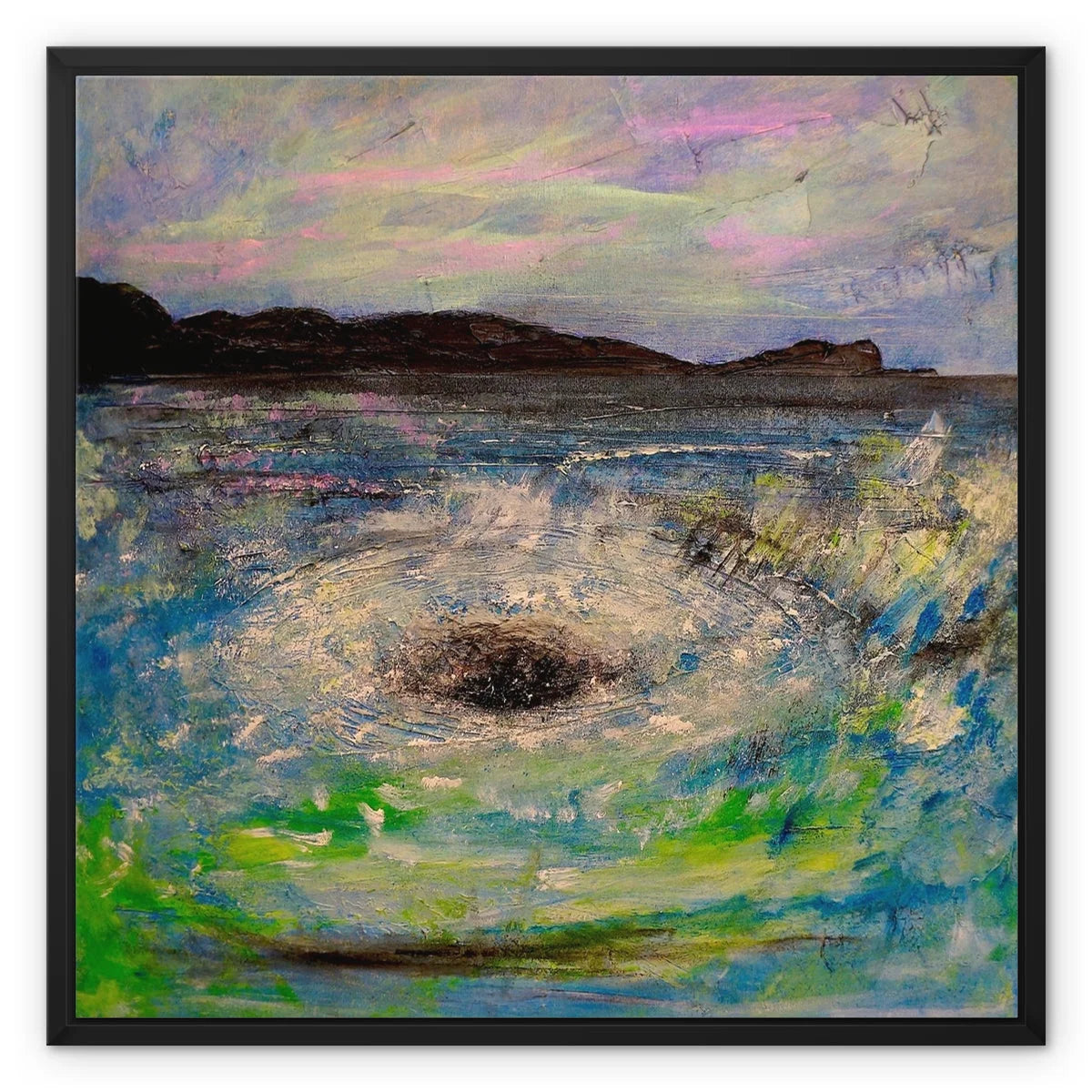 The Corryvreckan Whirlpool Framed Canvas - Historic & Iconic Art Gallery Scotland Worldwide Shipping Scottish Castles Paintings and Fine