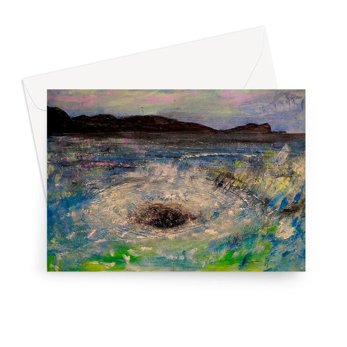 The Corryvreckan Whirlpool Greeting Card - Historic & Iconic Art Gallery Scotland Worldwide Shipping Scottish Castles Paintings and Fine