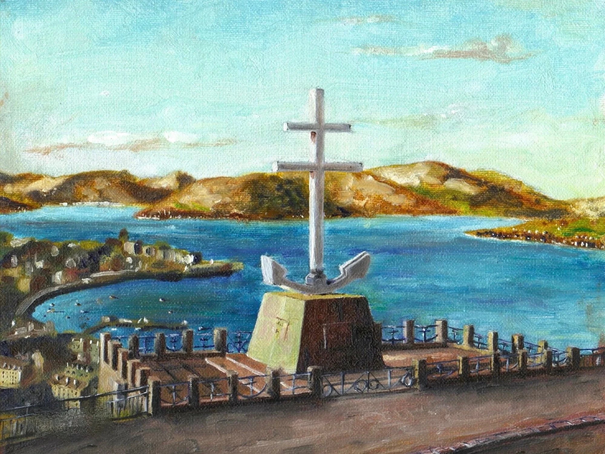 The Cross of Lorraine - River Clyde Art Gallery Scotland Worldwide Shipping Monument White Anchor Kevin Hunter Portfolio Giclee Prints