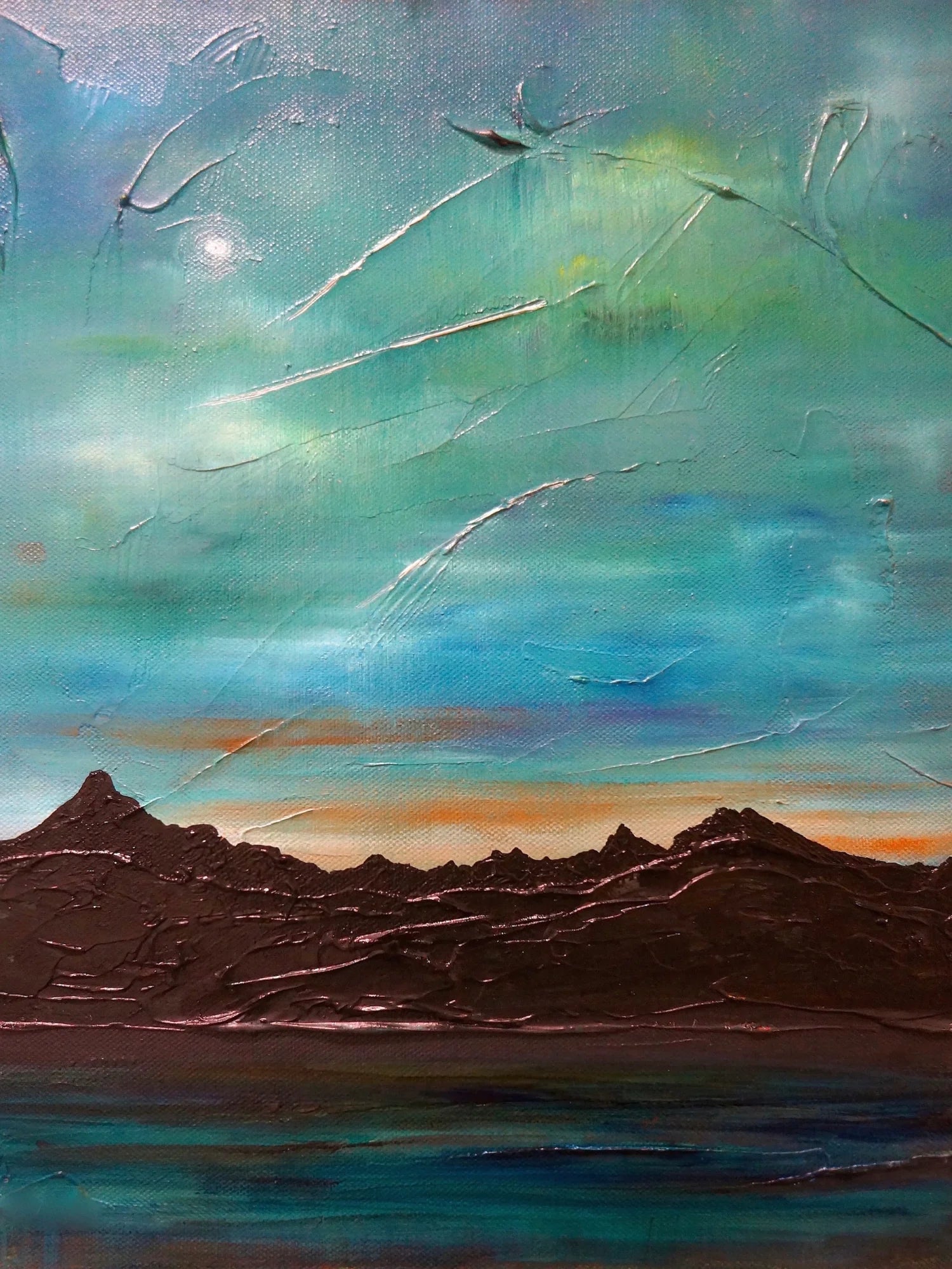 The Cuillin from Elgol - Skye Art Gallery Scotland Worldwide Shipping Textured Landscape Painting Kevin Hunter Portfolio Giclee Prints