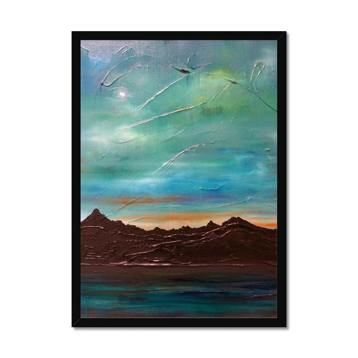 The Cuillin from Elgol Framed Print - Skye Art Gallery Scotland Worldwide Shipping Scottish Landscape Paintings and Prints by Artist Hunter