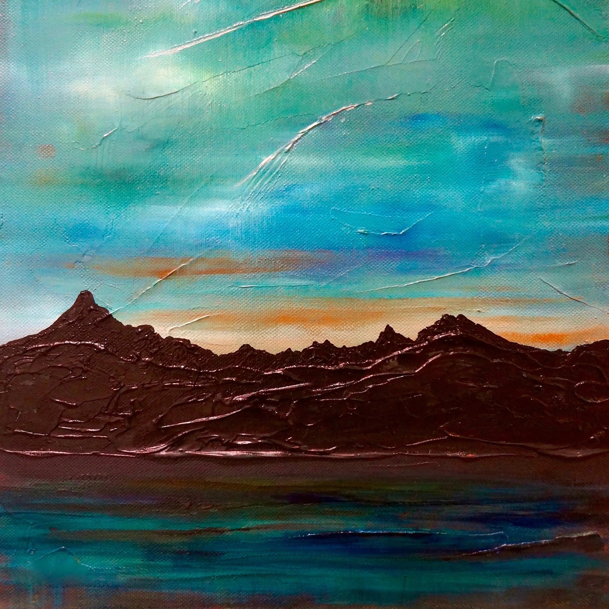 The Cuillin from Elgol | Scotland in your Pocket - Skye Art Gallery Worldwide Shipping Textured Landscape Painting Scottish Landscape