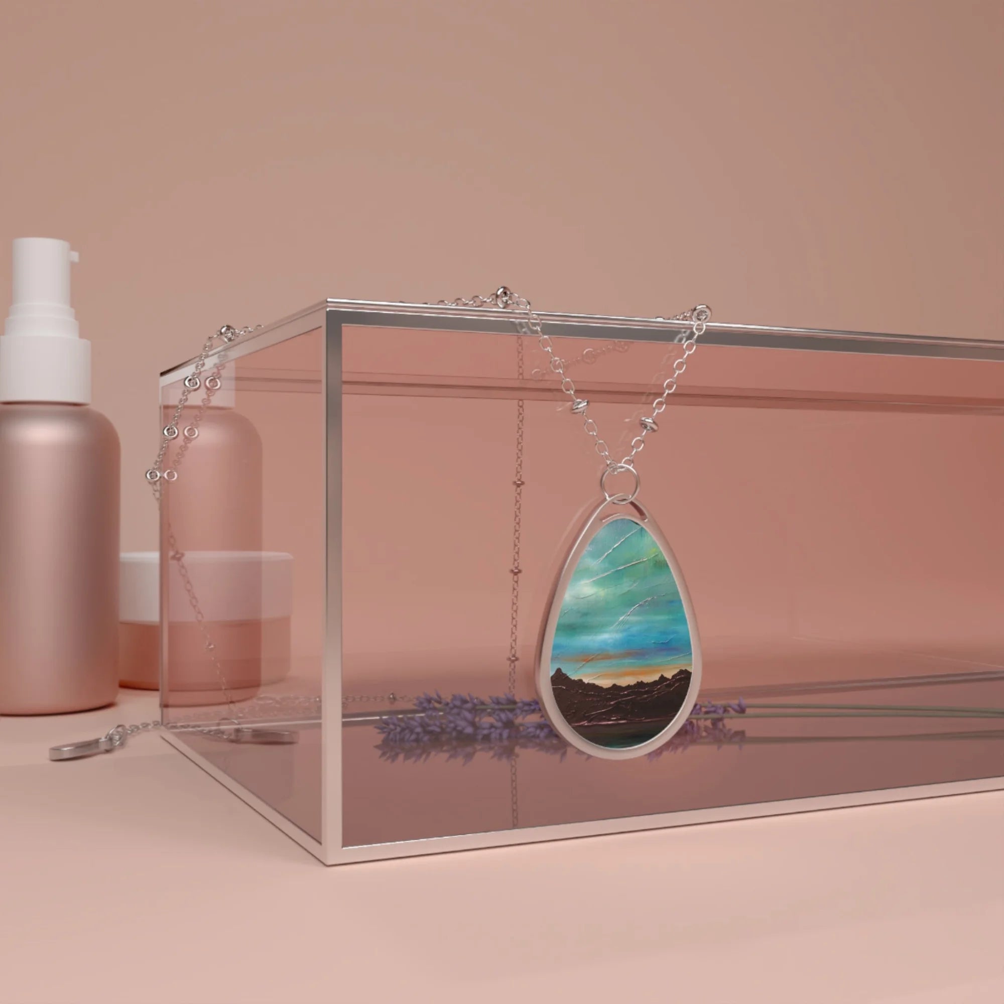 The Cuillin from Elgol Skye | Scottish Art Jewellery | Necklace - Gallery Scotland Worldwide Shipping Silver Teardrop Pendant Landscape