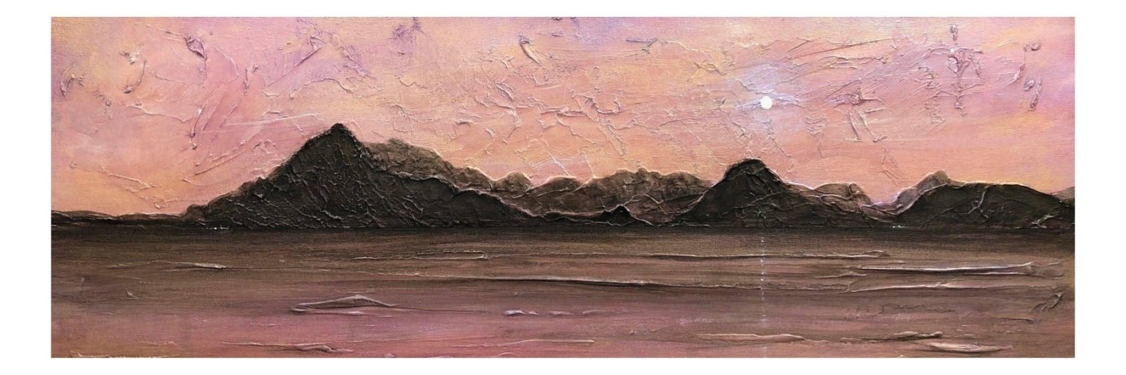 Cuillin Skye Moonset | Panoramic Painting & Art Prints | Skye Art Gallery | Paintings, Prints, Homeware and Art Gifts From Scotland By Scottish Artist Kevin Hunter