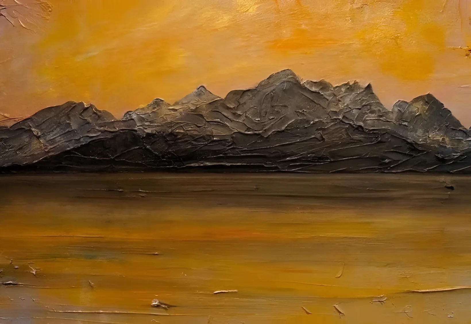 Cuillin Sunset - Skye Art Gallery Scotland Worldwide Shipping Textured Mountain Range Kevin Hunter Portfolio Giclee Prints