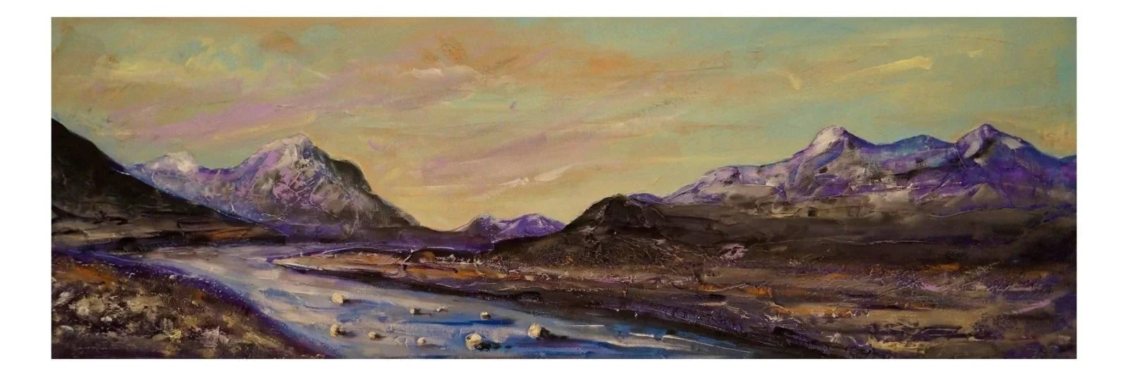 Cuillin Winter Skye Panoramic Prints - Art Gallery Scotland Worldwide Shipping Panoramic Oil Painting Paintings and by Artist Hunter