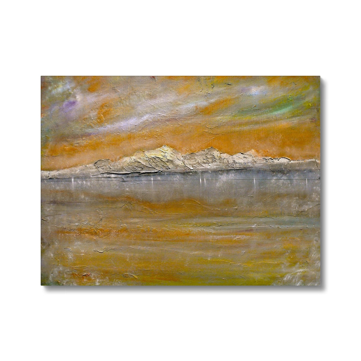 Arran Snow Painting | Canvas From Scotland-Contemporary Stretched Canvas Prints-Arran Art Gallery-24"x18"-Paintings, Prints, Homeware, Art Gifts From Scotland By Scottish Artist Kevin Hunter