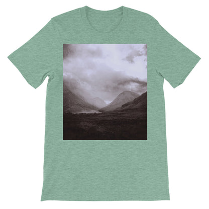 Glencoe Mist Unisex Short Sleeve T-Shirt | Scottish Art Gifts
