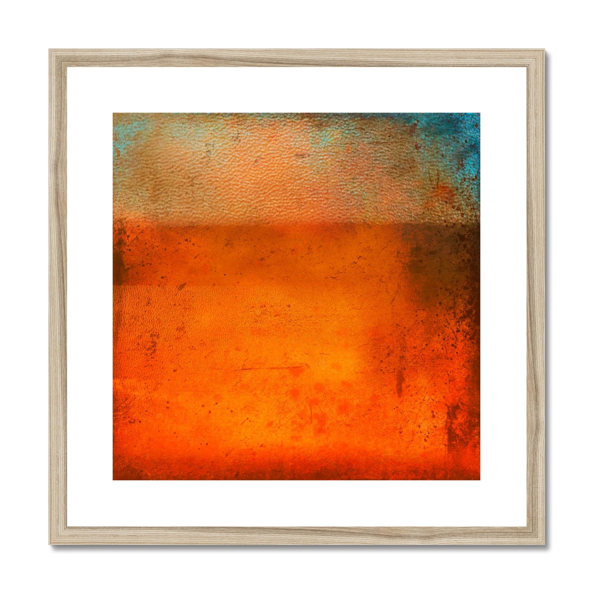 Sunset Horizon Abstract Painting | Framed & Mounted Prints From Scotland-Framed & Mounted Prints-Abstract & Impressionistic Art Gallery-20"x20"-Natural Frame-Paintings, Prints, Homeware, Art Gifts From Scotland By Scottish Artist Kevin Hunter