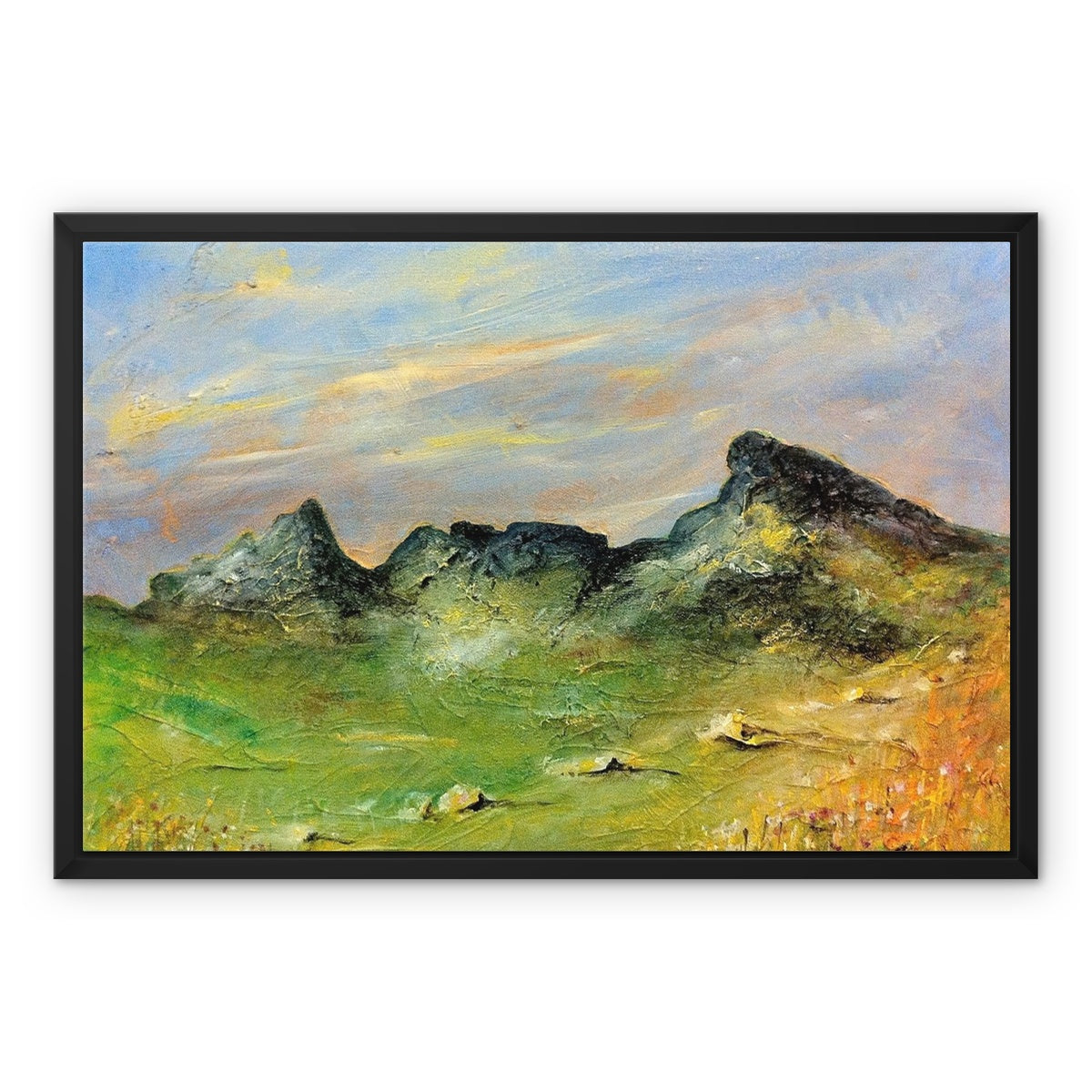 The Cobbler Painting | Framed Canvas From Scotland-Floating Framed Canvas Prints-Scottish Lochs & Mountains Art Gallery-24"x18"-Black Frame-Paintings, Prints, Homeware, Art Gifts From Scotland By Scottish Artist Kevin Hunter