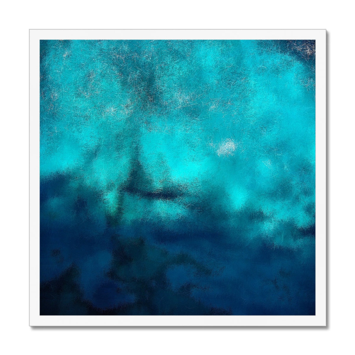 Diving Off Kos Greece Painting | Framed Prints From Scotland-Framed Prints-World Art Gallery-20"x20"-White Frame-Paintings, Prints, Homeware, Art Gifts From Scotland By Scottish Artist Kevin Hunter