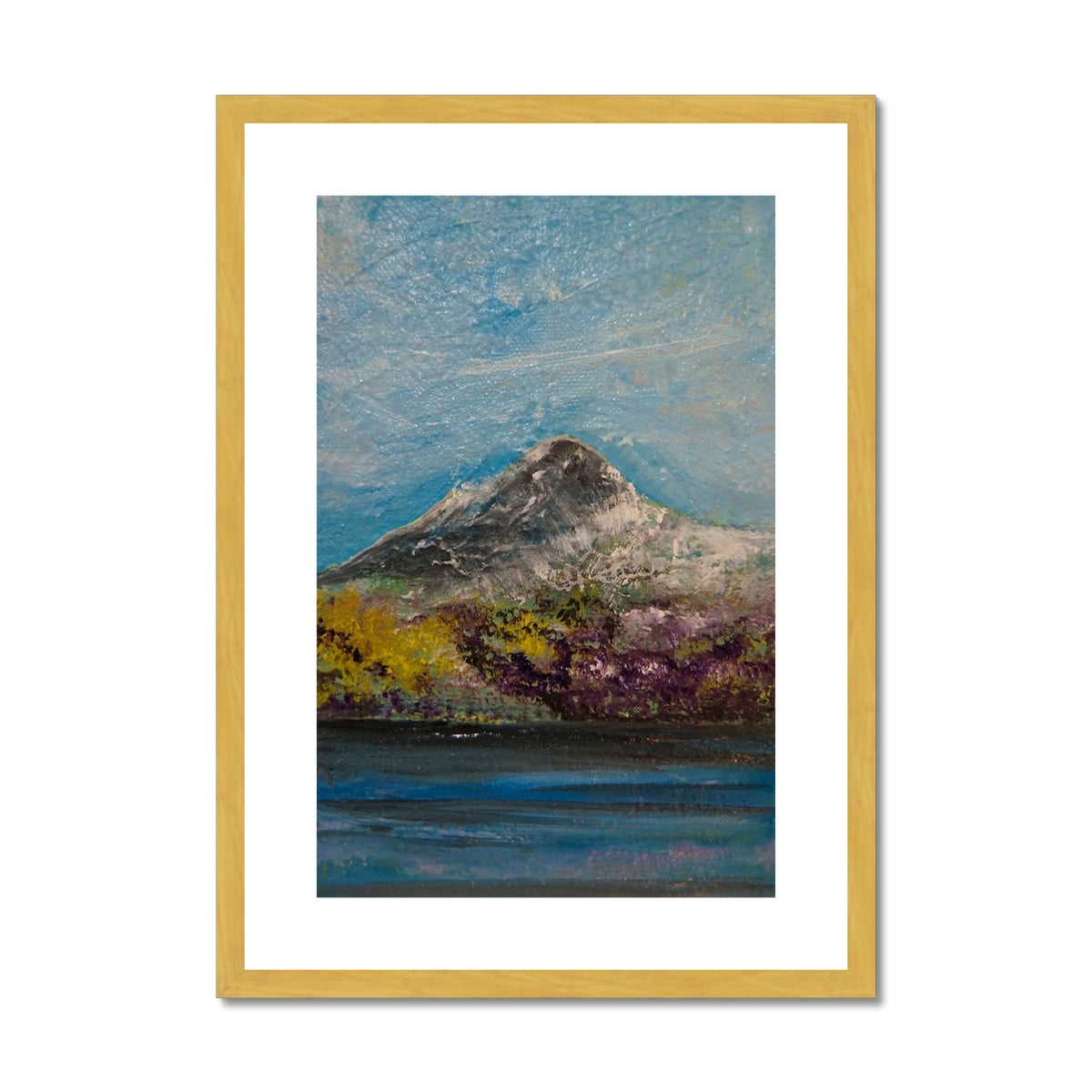 Ben Lomond ii Painting | Antique Framed & Mounted Prints From Scotland-Antique Framed & Mounted Prints-Scottish Lochs & Mountains Art Gallery-A2 Portrait-Gold Frame-Paintings, Prints, Homeware, Art Gifts From Scotland By Scottish Artist Kevin Hunter