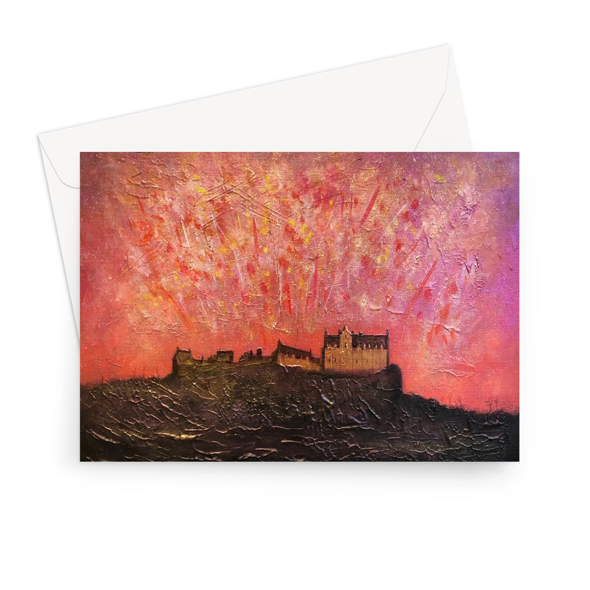 Edinburgh Castle Fireworks Greeting Card | Scottish Art Gifts